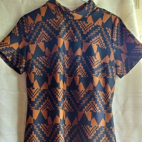 Vintage 60's tie waist funky collar dress. SizeM - Picture 3 of 8